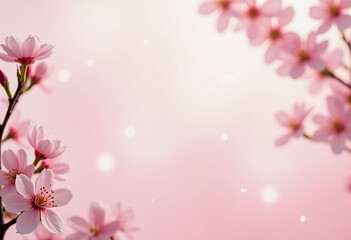 Delicate sakura flowers burst into bloom, their soft pink petals contrasting beautifully against a pastel backdrop. This enchanting display captures the essence of spring, symbolizing hope and renewal