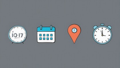 Time management tools digital workspace icon set minimalist design flat style