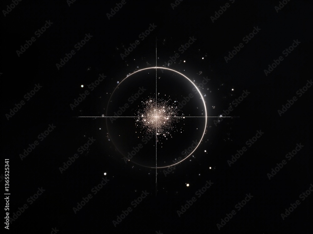 Canvas Prints black and white image of a star with a circle around it. the circle is filled with stars epoxy resin