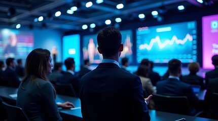 CEO Delivering Keynote Speech at Seminar with Large Audience