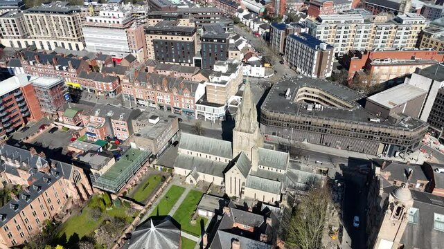 St Barnabas Cathedral Nottingham UK drone,aerial