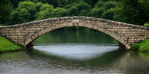 Stone Arch Bridge Over Calm Water.