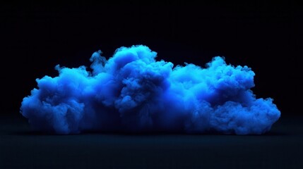 Vivid Blue Smoke Cloud Against Black Background
