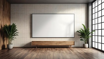 Elegant interior with blank canvas, minimalist design, and natural light infusion