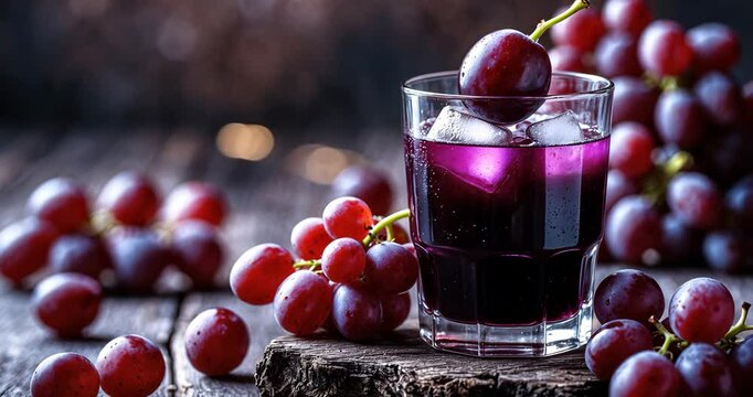 Chilled Red Grape Juice served with Fresh Fruits