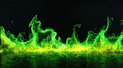 Vivid Green Flames Against a Dark Background
