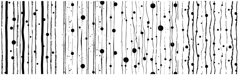 black and white vector with abstract vertical lines and scattered dots, modern linear pattern
