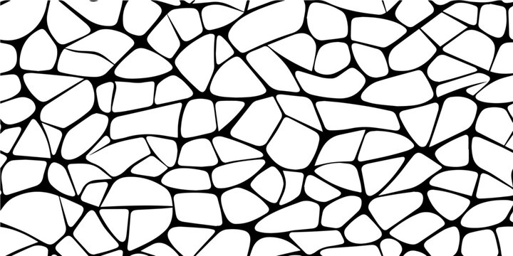 pebble-like irregular line texture, abstract hand drawn black and white vector pattern