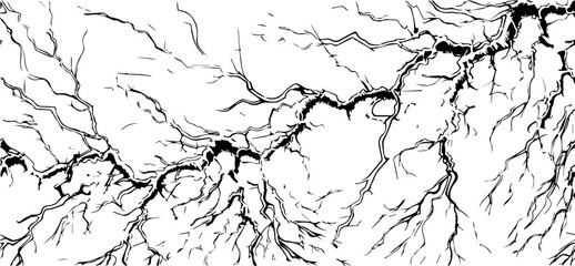 branching river network pattern, abstract black and white vector background