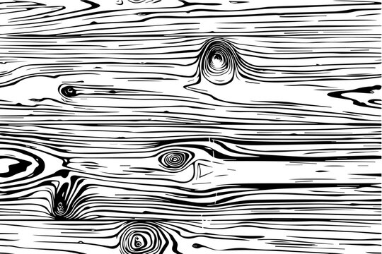 wood grain texture in black and white, detailed vector with natural pattern and flowing lines
