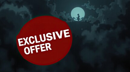 Silhouette of person on bench with moon and clouds