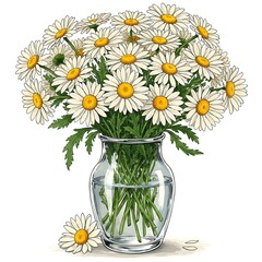 there is a vase with a bunch of daisies in it