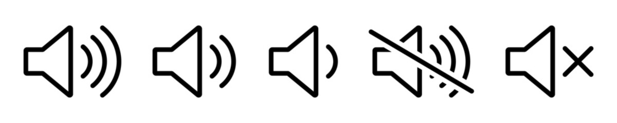 Vector isolated Volume icon set in black outline
