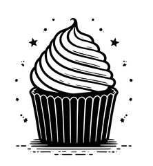 cupcake with frosting vector illustration