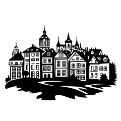 Fototapeta premium european old town skyline vector illustration