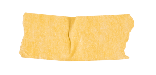 Yellow washi tapes isolated Pieces of decorative tape for scrapbooks. Torn paper a cutout transparent background
