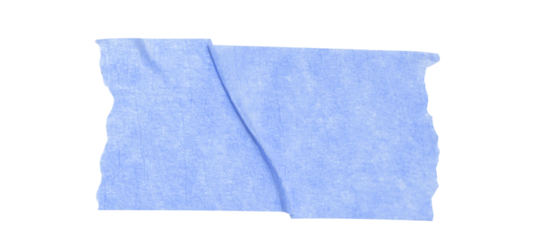 Blank crumpled blue sticker dented paper note paper with transparent background, providing copy space for text or design elements