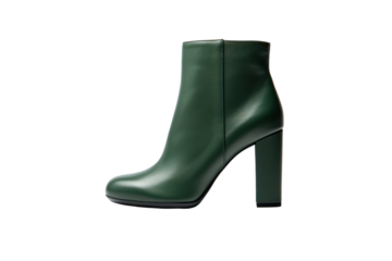 Hunter green ankle boots featuring a smooth texture and minimalist design, showcased on a white background.