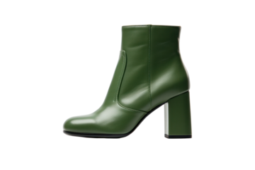 Hunter green ankle boots featuring a smooth texture and minimalist design, showcased on a white background.
