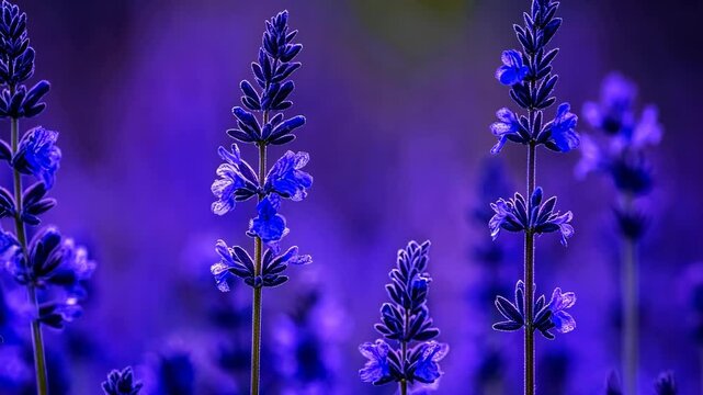 Vibrant lavender flowers bloom in a breathtaking garden during the golden hour of late afternoon