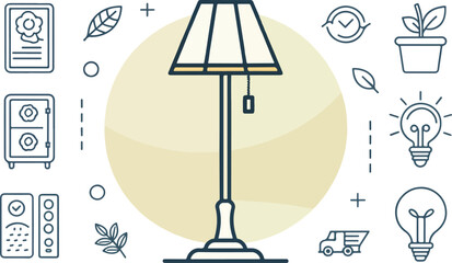 Set of Floor Lamp Illustration vector design, Lamp icon design, Floor Lamp vector design