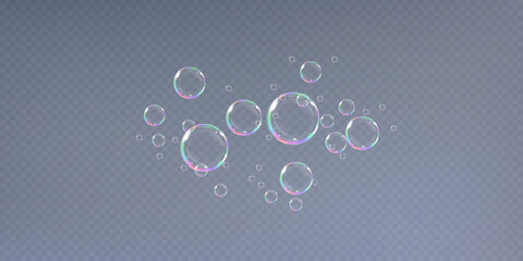 Realistic soap bubbles Flying. bubbles Flying.