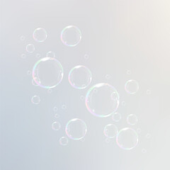 Realistic soap bubbles Flying. bubbles Flying.