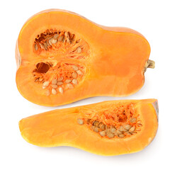 orange cut pumpkin isolated on white