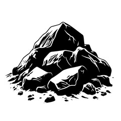 pile of rocks black and white vector