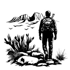 wild nature explorer black vector illustration