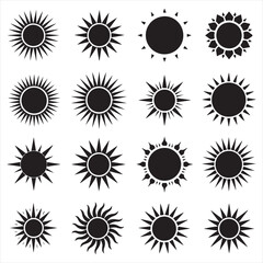 set vector various sun silhouettes