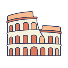 Roman Amphitheater Illustration in Pastel Colors  