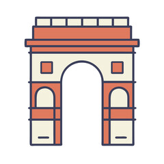 Fototapeta premium Classic Arch Monument Illustration in Red and Cream Colors 