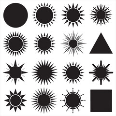 set vector various sun silhouettes