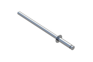 One blind rivet isolated on white background. Fasteners for repair. 3d render