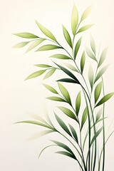 Fototapeta premium Delicate green foliage, elegantly arranged against a soft, light background