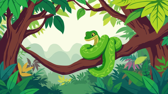 Green python cartoonish