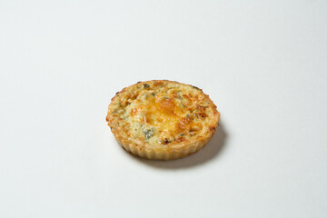 Cheese, Chicken, and Mushroom Tartlet on a White Background