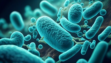 microscopic view of cyan colored bacilli bacteria