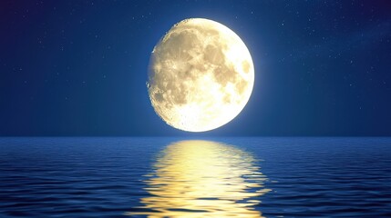 Full Moon Reflection over the Ocean at Night