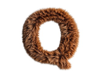 Furry Alphabet Letter Q Isolated on White Background - Creative Textured Typography Design