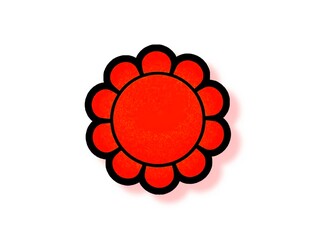 The white background in the picture is a large circle in the center and ten ovals around it like a flower. The red background has a black  border and is used as an illustration in various work art