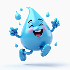 An animated water drop mascot