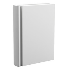 3D render of a blank book cover, standing on a white background, png
