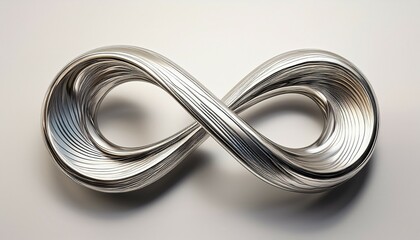 Fototapeta premium abstract silver infinity symbol sculpture on a white background