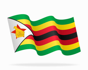 Zimbabwean flag wavy background layout. Vector illustration.