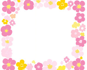 cute cartoon frame border with wildflowers, simple shapes, flat design,