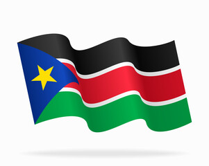 South Sudan flag wavy background layout. Vector illustration.
