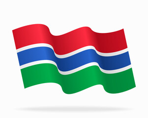 Gambian flag wavy background layout. Vector illustration.