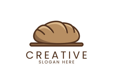 Bakery logo design bread loaf vector illustration food restaurant cafe shop store